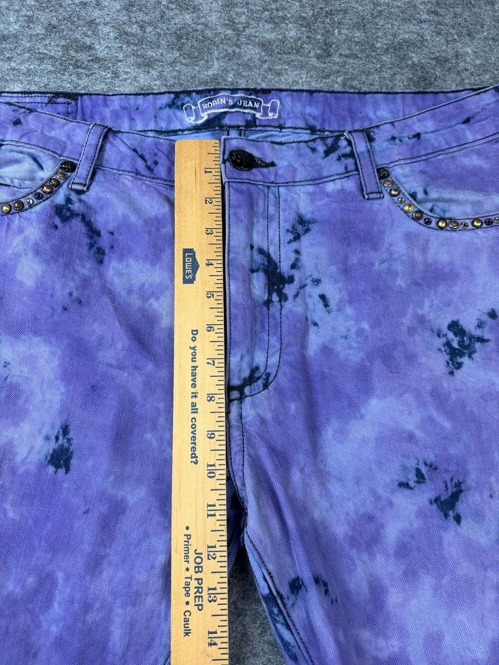 Robin's Jean Long Flap Jeans Purple Tie Dye Crystals Men’s Size 38 X 31 - Picture 4 of 10